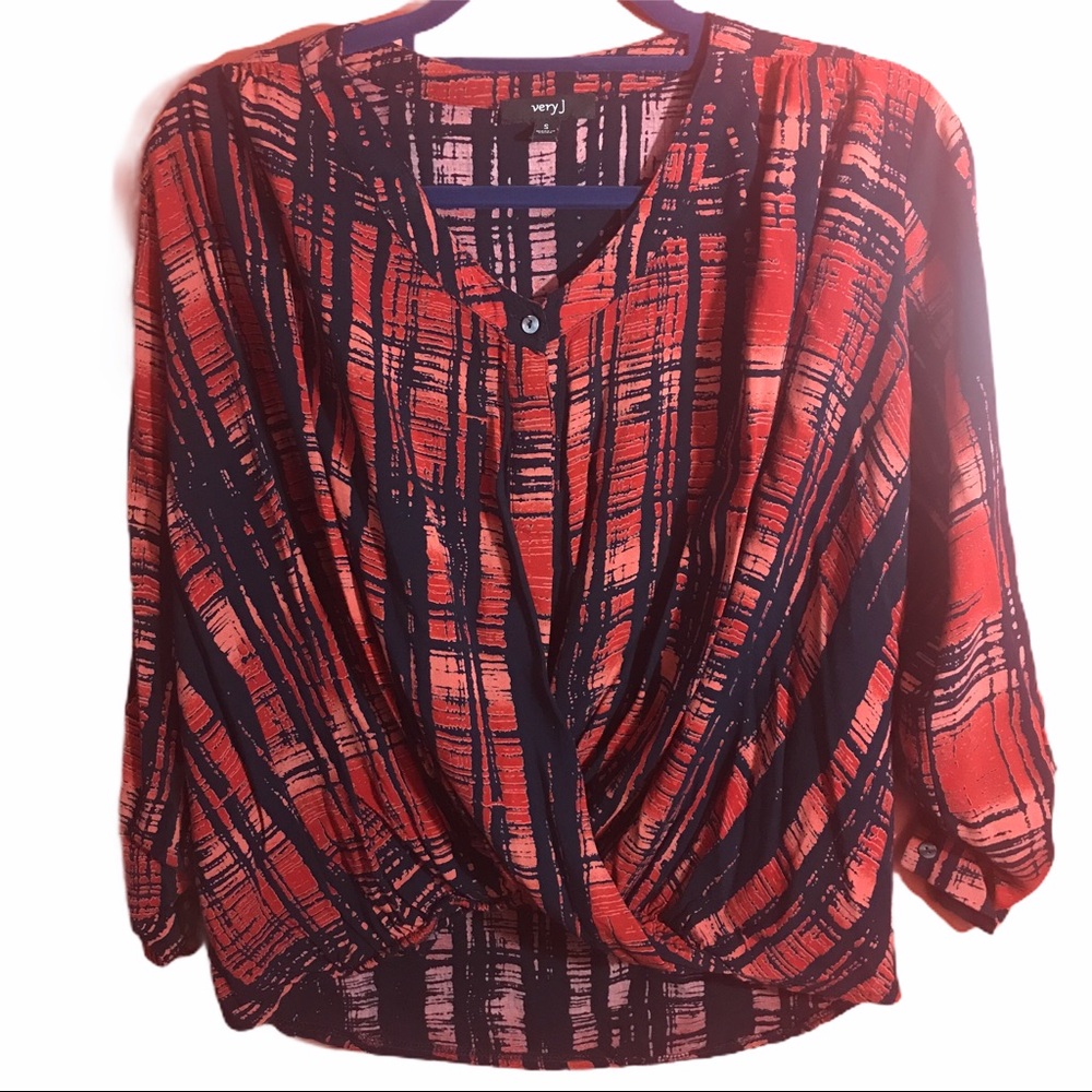 VERY J Long Sleeve Drape Blouse - Picture 3 of 4